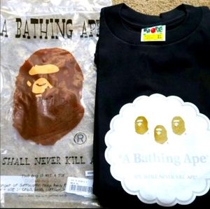 A BATHING APE LOGO HEAD APE SHALL NEVER KILL APE T-SHIRT